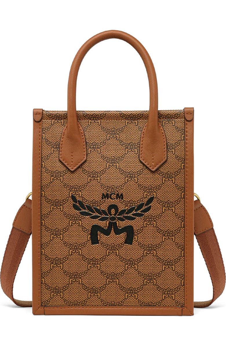 MCM Mini Himmel Lauretos Coated Canvas Crossbody Tote, Main, color,