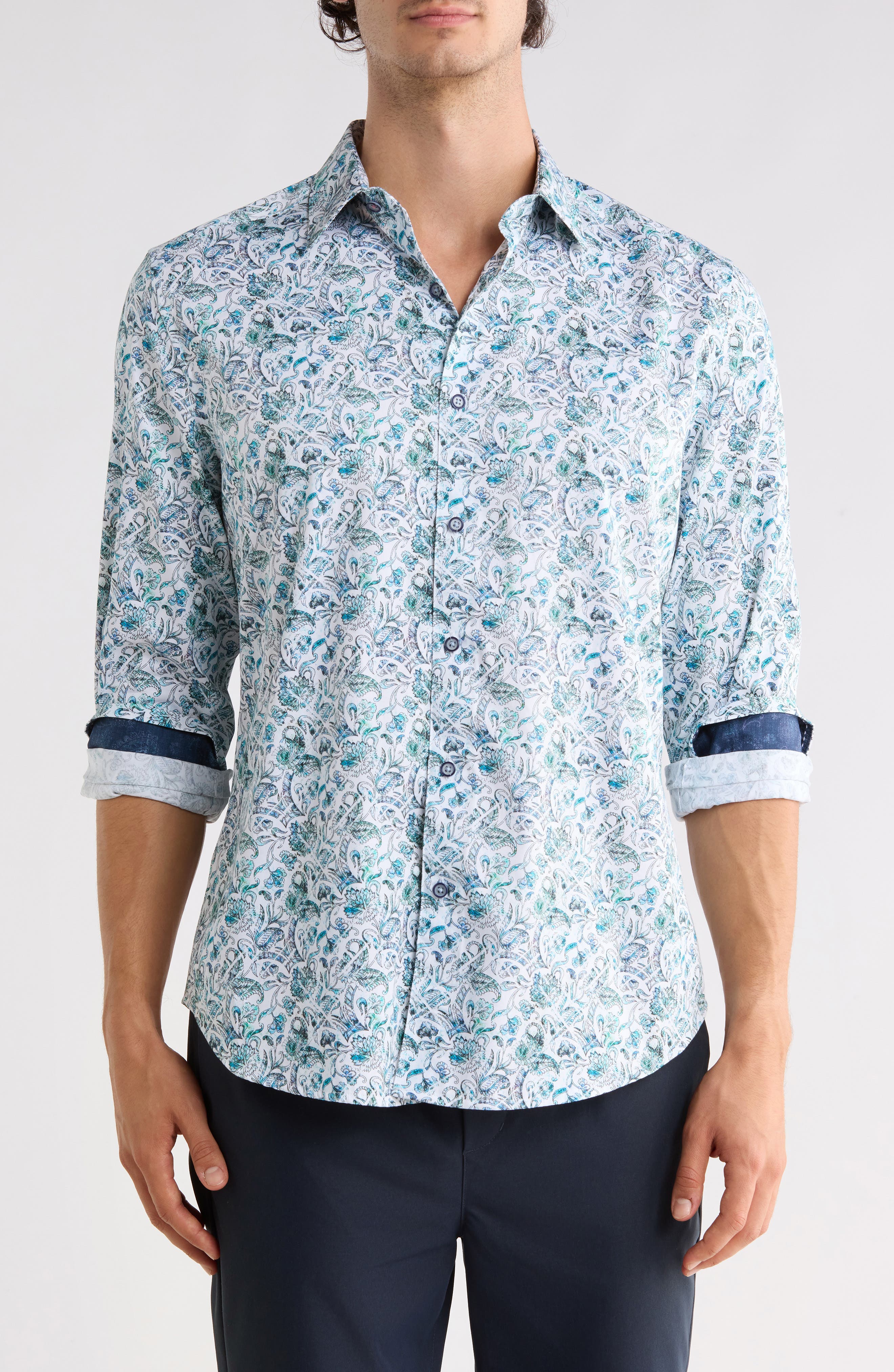 Locust Print Long Sleeve Cotton Shirt