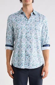 Robert Graham Locust Print Long Sleeve Cotton Shirt