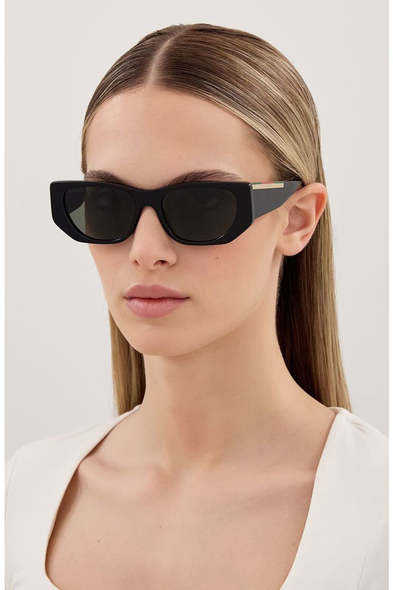 53mm Cat Eye Sunglasses, Alternate, color, BLACK