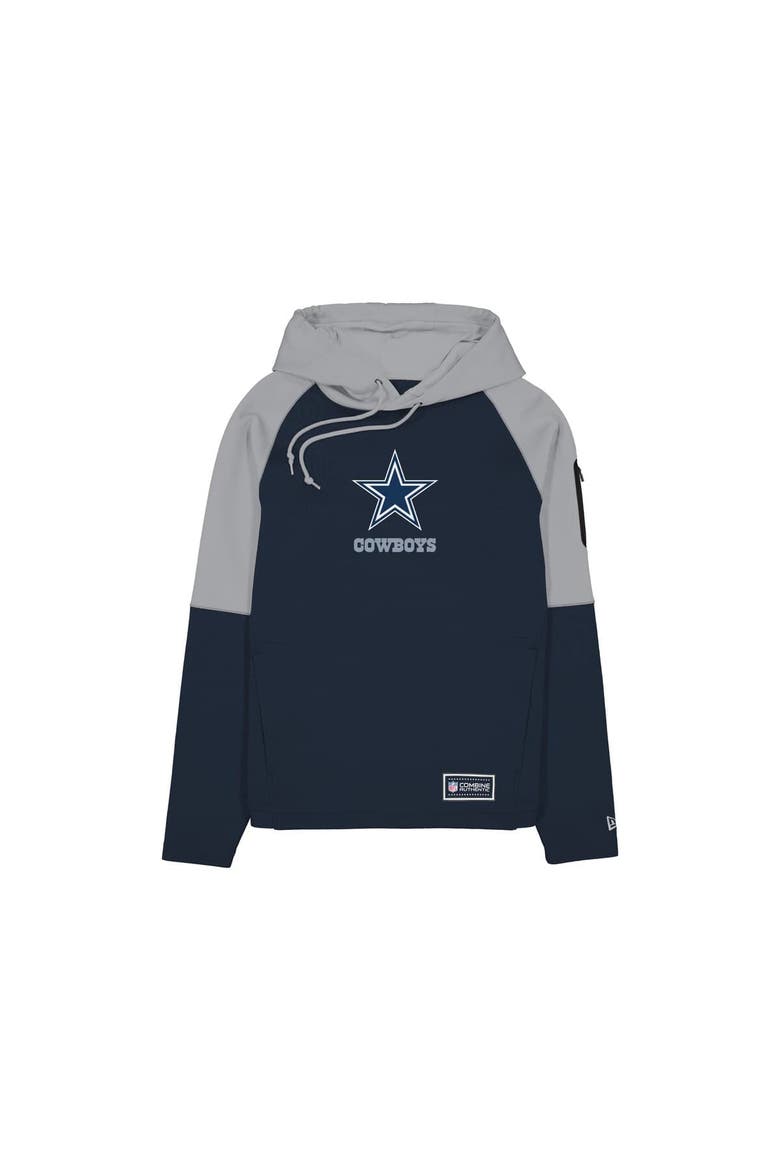 Men's New Era  Navy Dallas Cowboys Combine Authentic Color Block Raglan Pullover Hoodie, Alternate, color, Navy