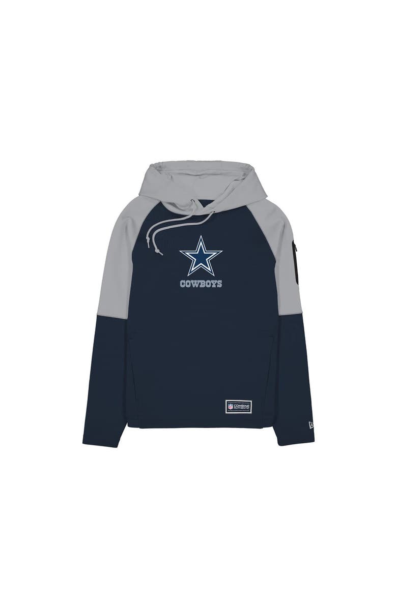 New Era Men's New Era  Navy Dallas Cowboys Combine Authentic Color Block Raglan Pullover Hoodie, Alternate, color, Navy