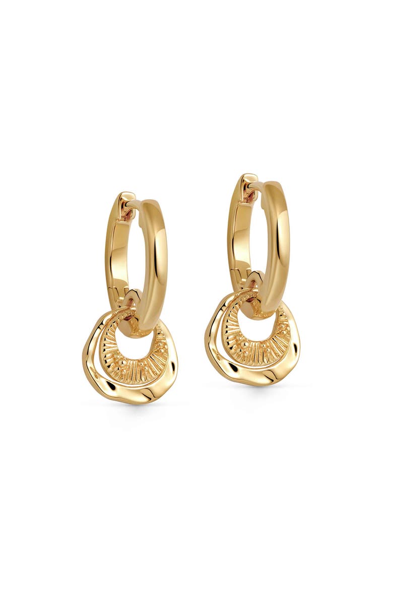 Gold Raye Charm Huggie Hoops, Main, color, Gold