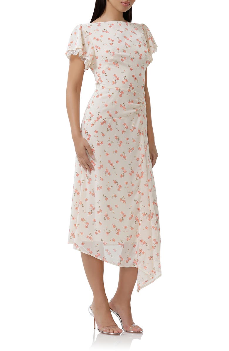 AFRM Vittoria Floral Cowl Back Midi Dress, Alternate, color, Birch Ditsy