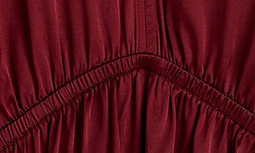 Madewell Shirred Puff Sleeve Satin Top In Cabernet
