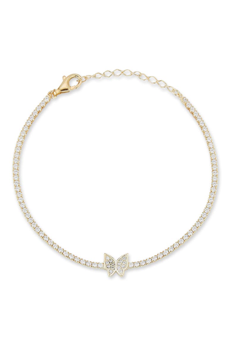 CZ Butterfly Tennis Bracelet, Main, color, GOLD