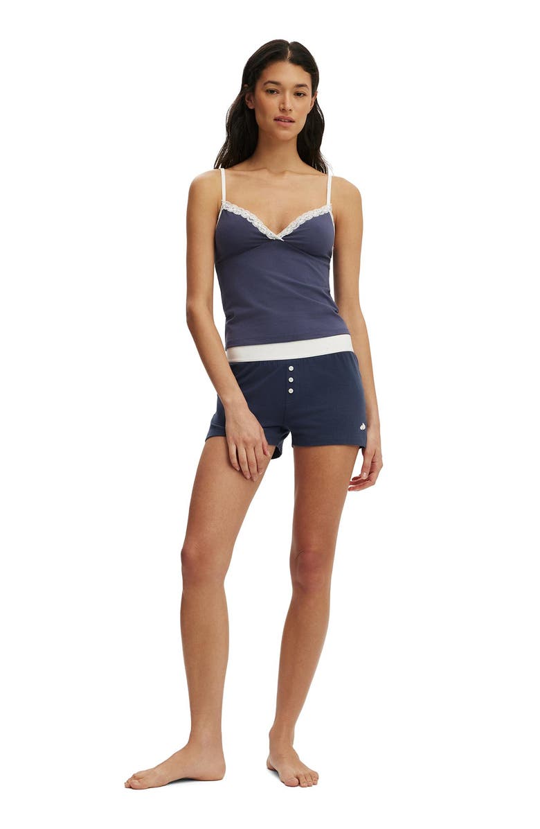 COTTON ON BODY Women's Dreamy Soft Lace Triangle Cami, Alternate, color, Steely Blue Coconut Milk