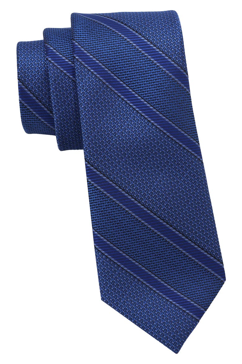 Textured Stripe Tie, Main, color, BLACK/ ROYAL