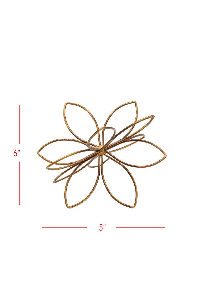 Open Flower Decorative Accent Bronze Metal, Alternate, color, Brown