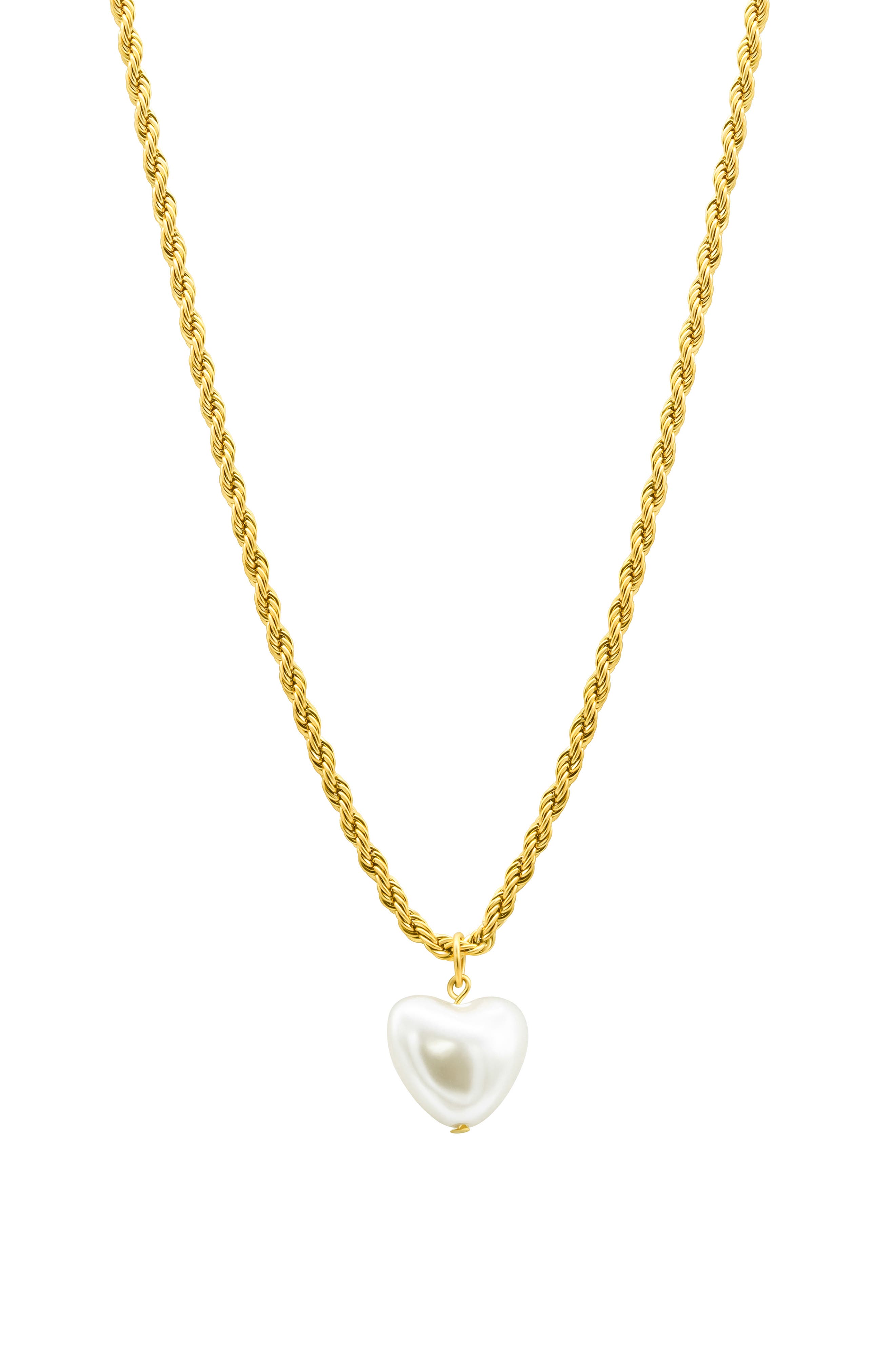 Adornia Water Resistant Imitation Pearl Heart Pendant Necklace