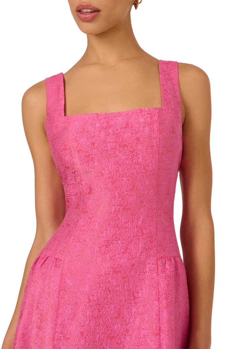 Adrianna Papell Metallic Jacquard Drop Waist Midi Dress, Alternate, color,