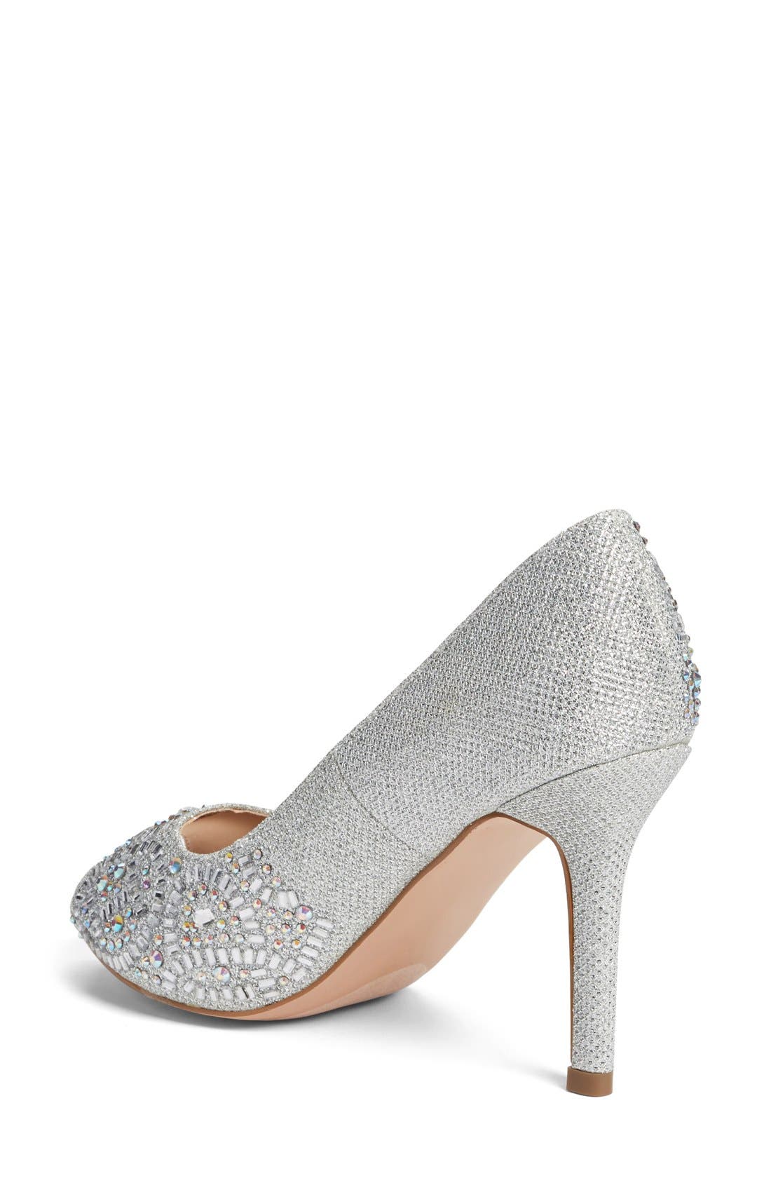 'Paula' Crystal Peep Toe Pump, Alternate, color, SILVER SPARKLE