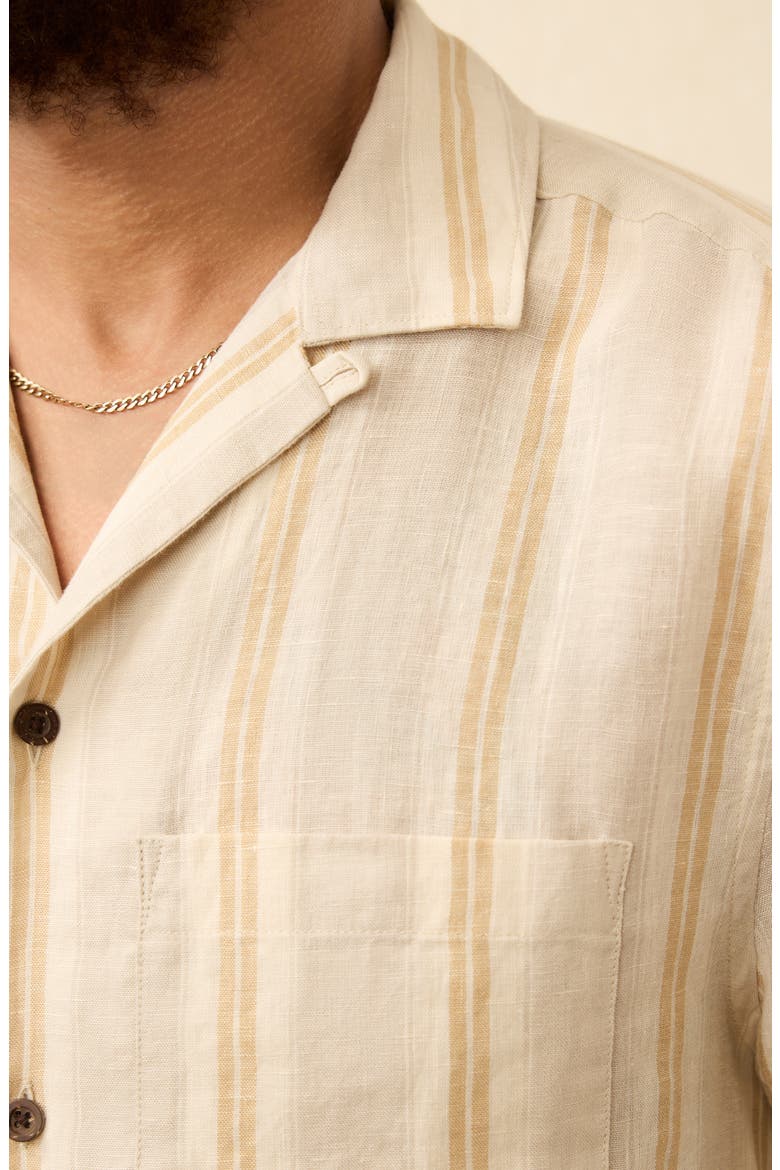 Laguna Stripe Linen Camp Shirt, Alternate, color, OAK ISLAND STRIPE