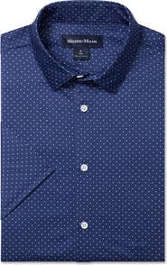 Mizzen+Main Halyard Trim Fit Dot Short Sleeve Performance Button-Up Shirt