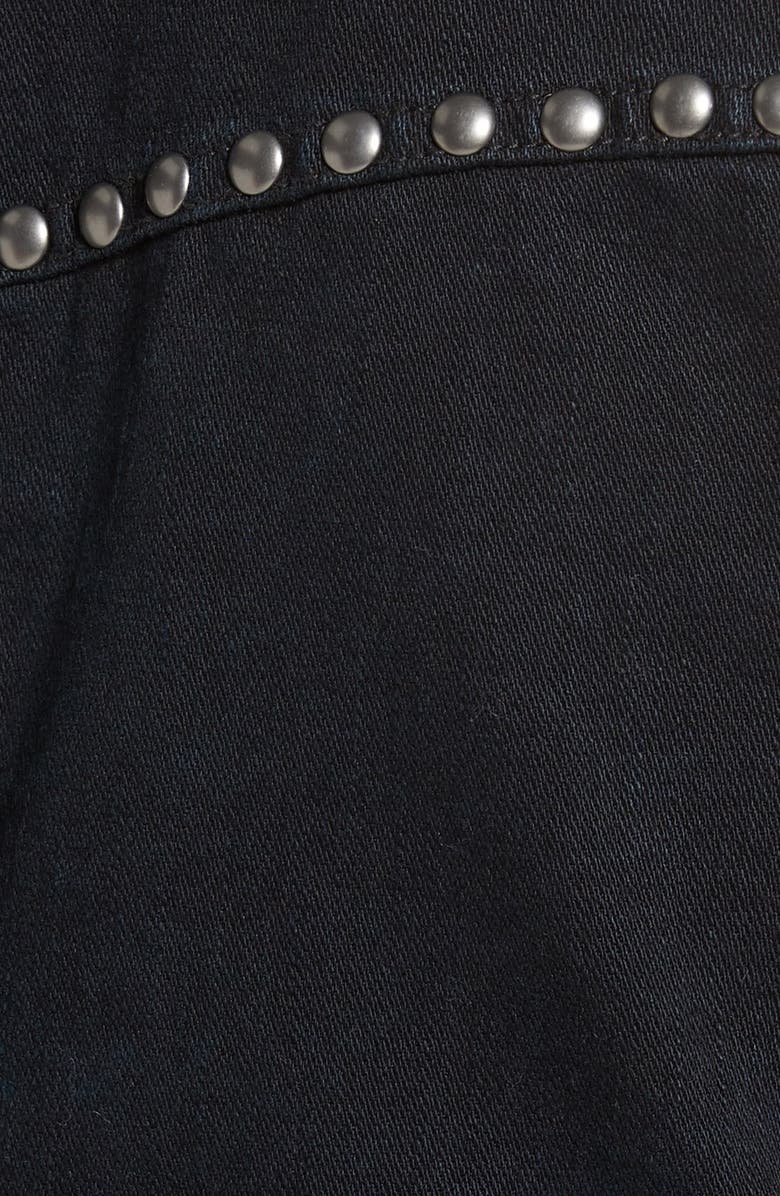 True Religion Brand Jeans Embroidered Denim Moto Jacket, Alternate, color, 