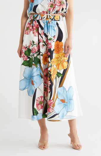 T Tahari Print Poplin Skirt