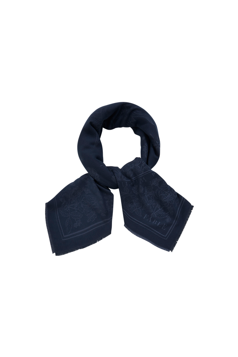 Selene Large Square Jacquard Scarf, Alternate, color, Navy