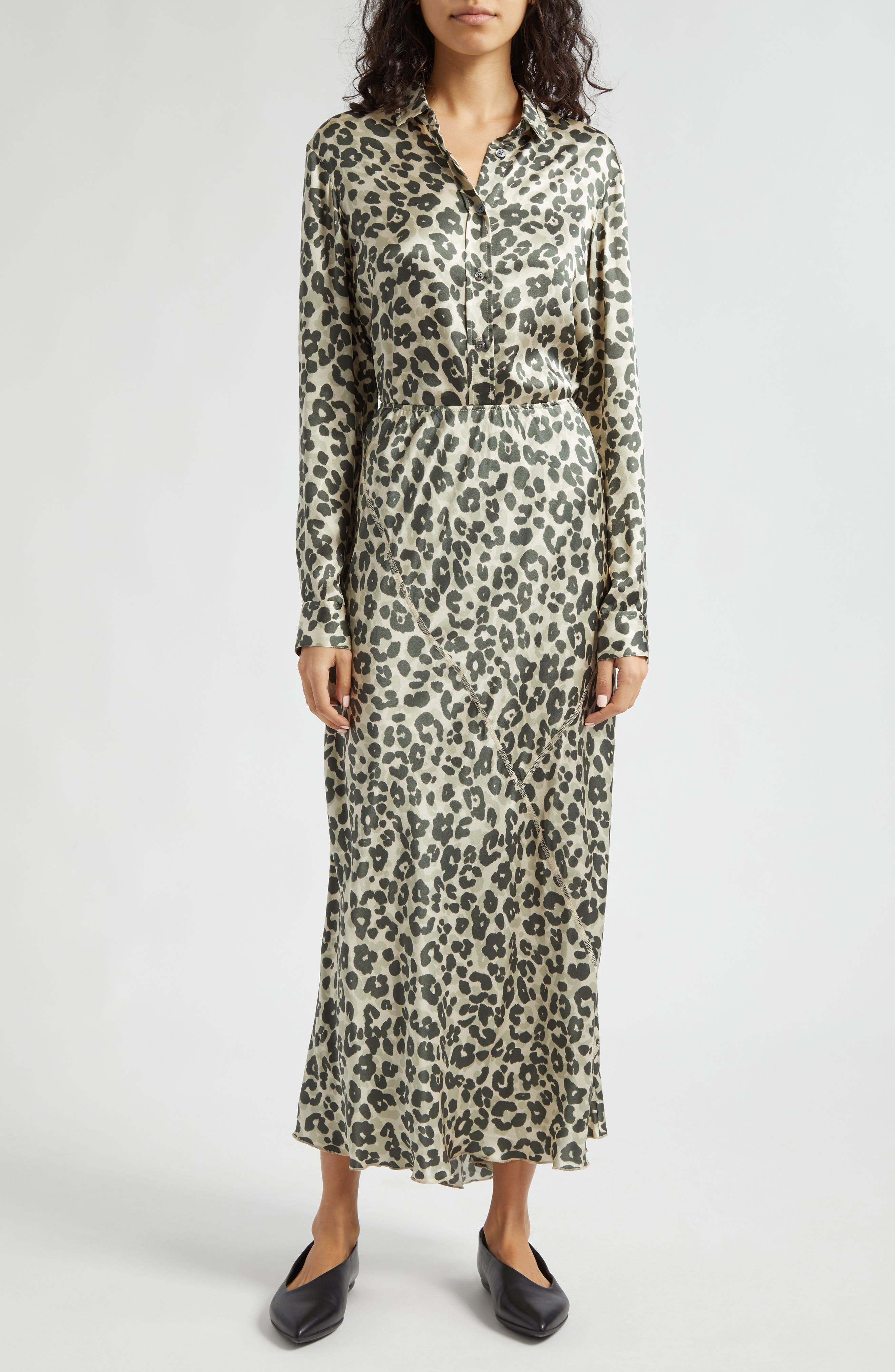 Leopard Print Silk Charmeuse Button-Up Shirt - image 2