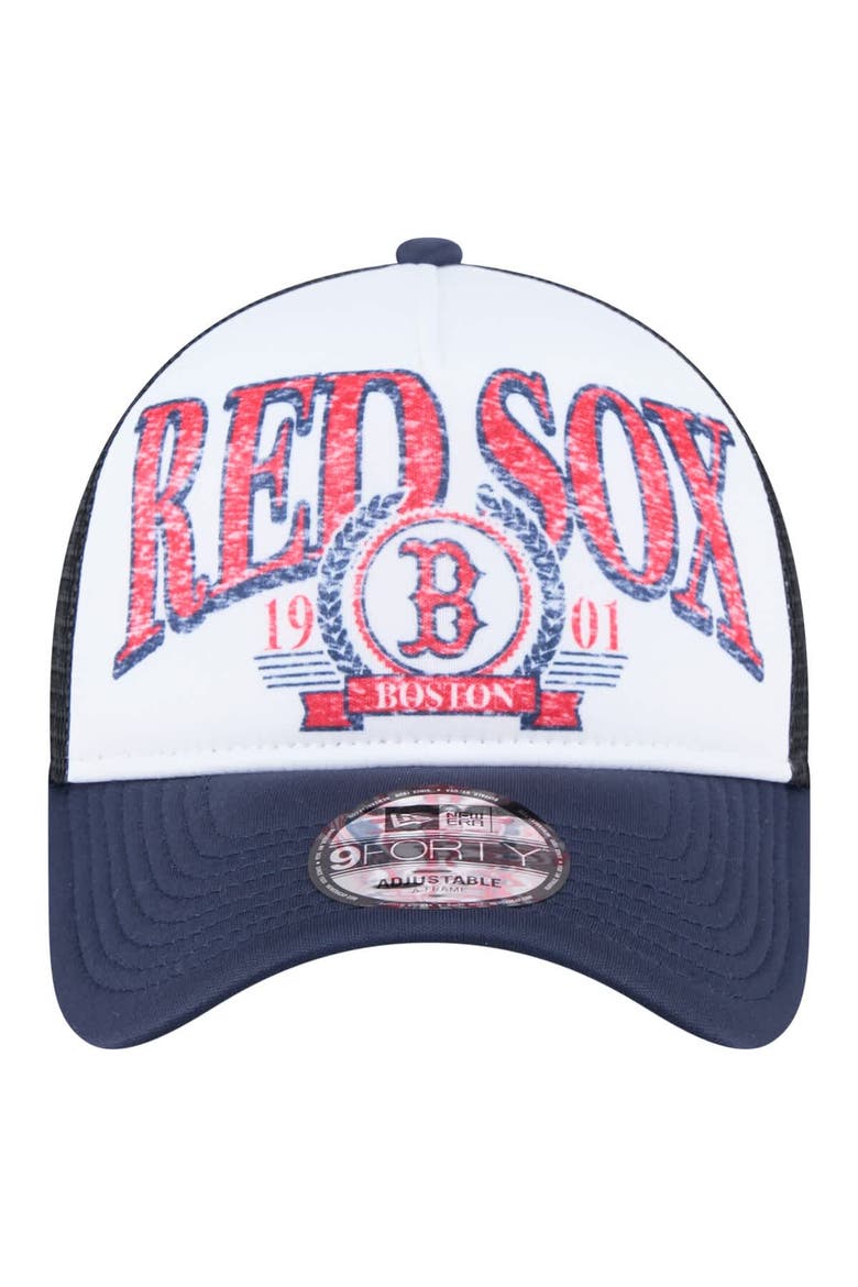 Men's New Era  Navy Boston Red Sox Distressed 9FORTY A-Frame Adjustable Trucker Hat, Alternate, color, Navy