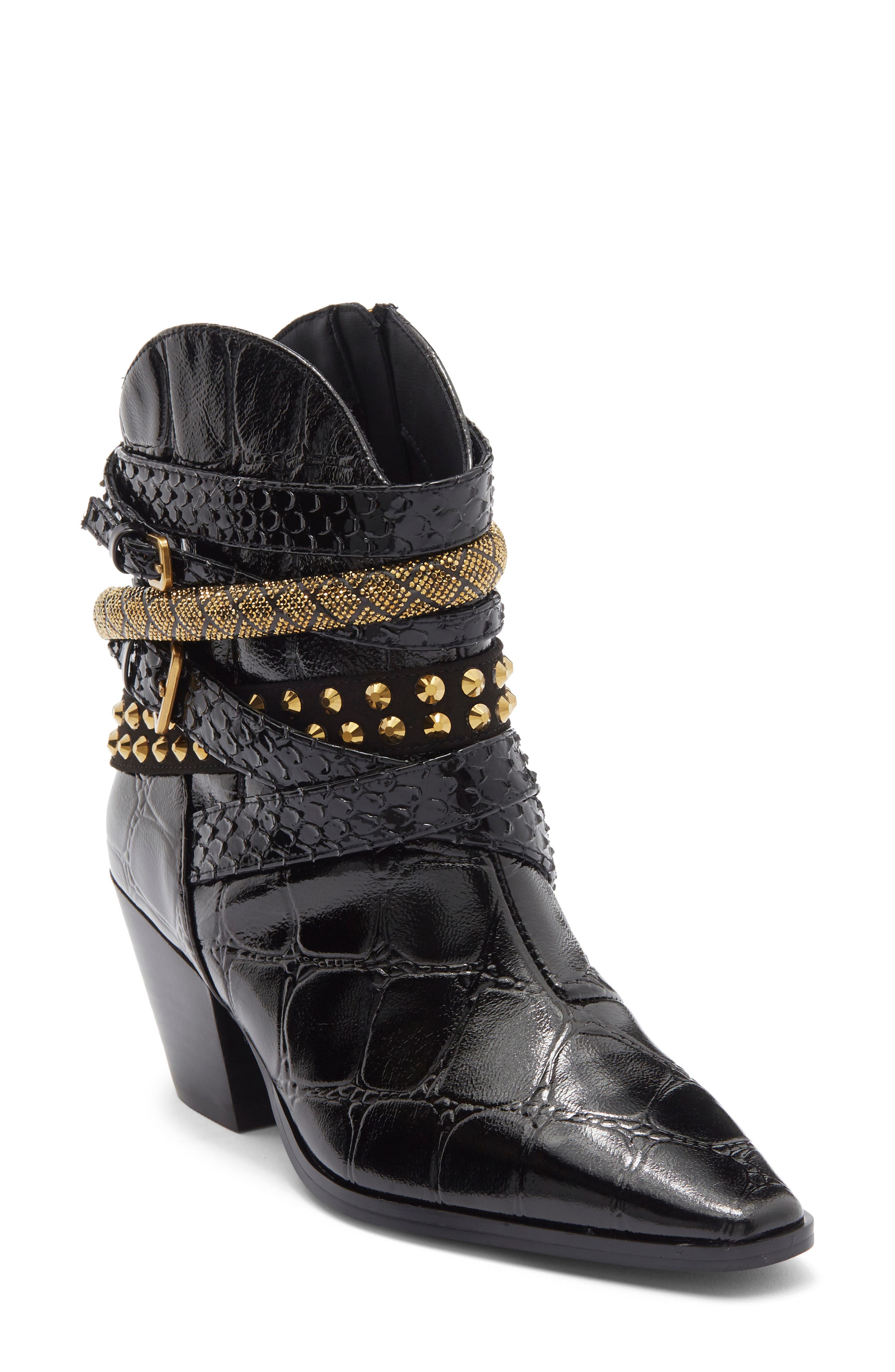 Kurt Geiger London Multi Strap Western Bootie, Alternate, color, Black