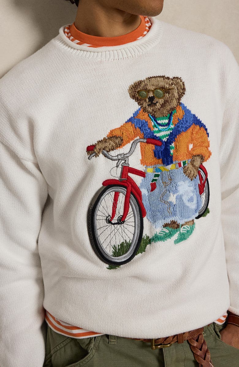 Polo Ralph Lauren Polo Bear Intarsia Sweater, Alternate, color, Deckwash White