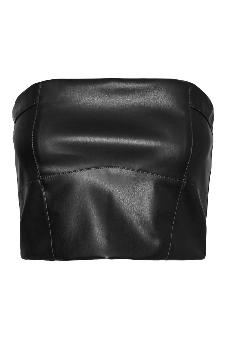 Pallie Faux Leather Bandeau Top, Main, color, BLACK