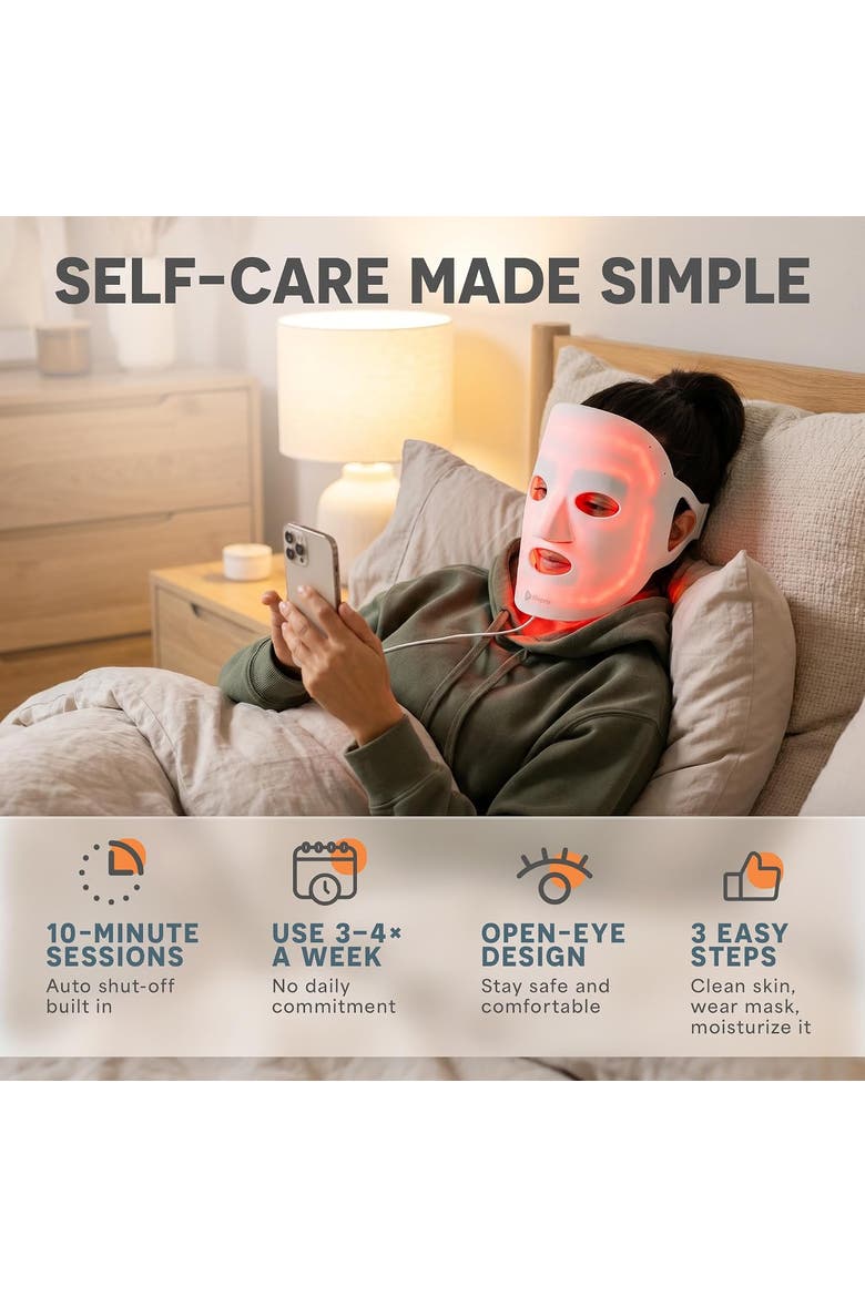 Silicone LED Face Mask Redlight therapy with RBG light Portable LED mask, Alternate, color, White