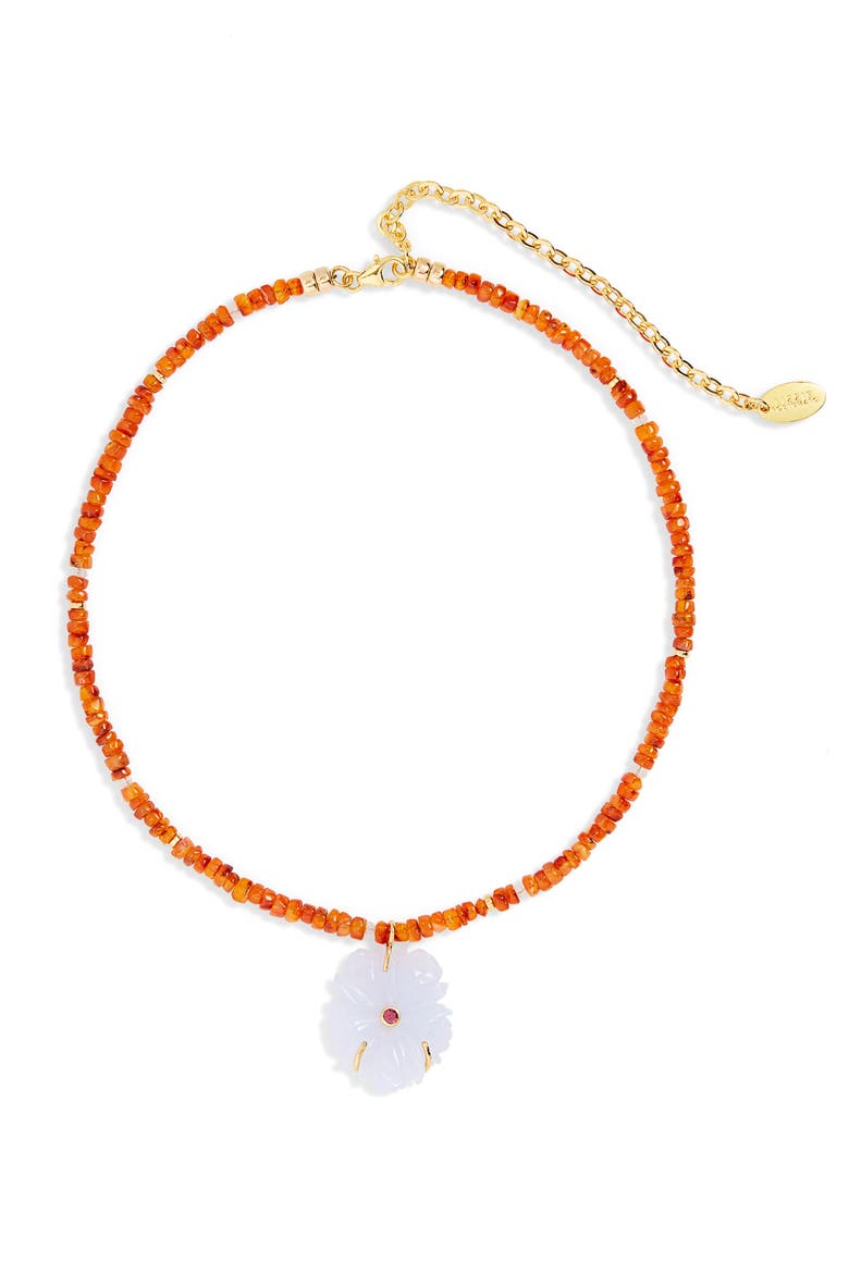 New Bloom Beaded Flower Pendant Necklace, Main, color, MULTI