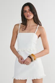 NASTY GAL Ruched Strap Ruffle Tailored Mini Dress