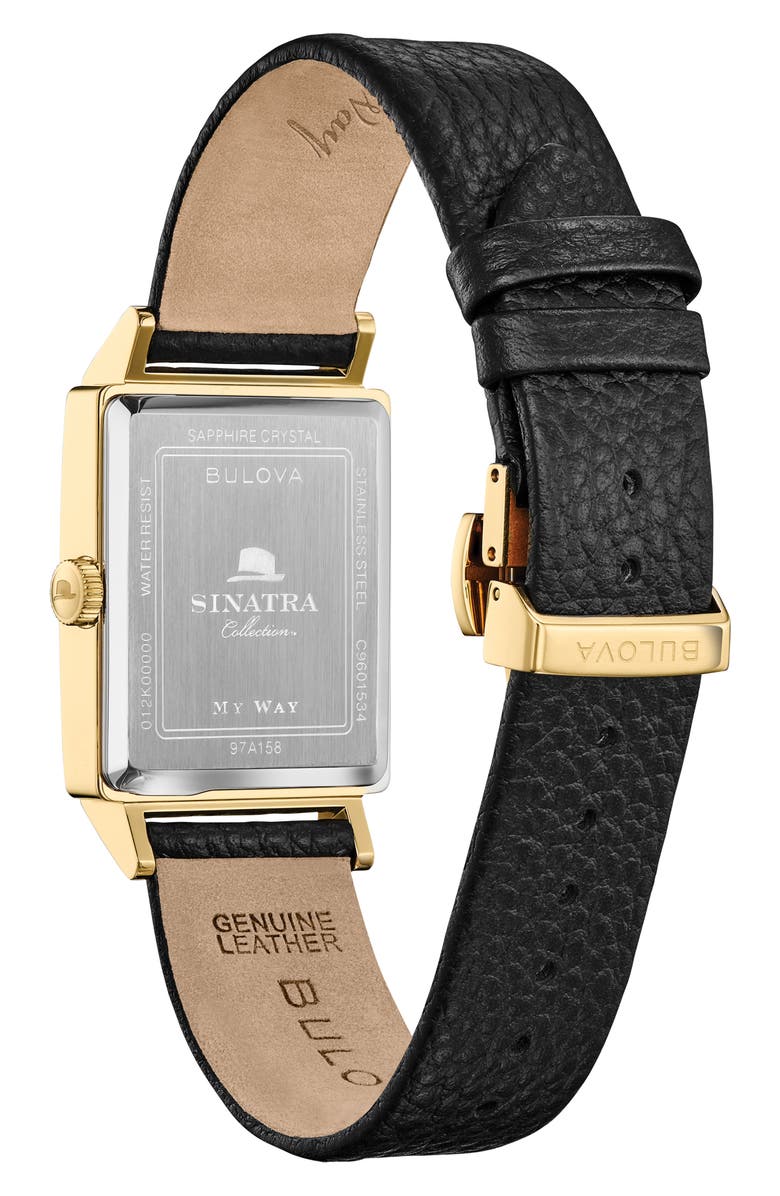 BULOVA Frank Sinatra My Way Leather Strap Watch, 29.5mm, Alternate, color, 