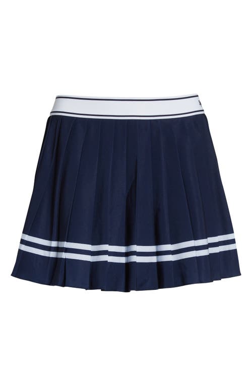 Sporty And Rich Vendome Script Pleated Skirt In Blue