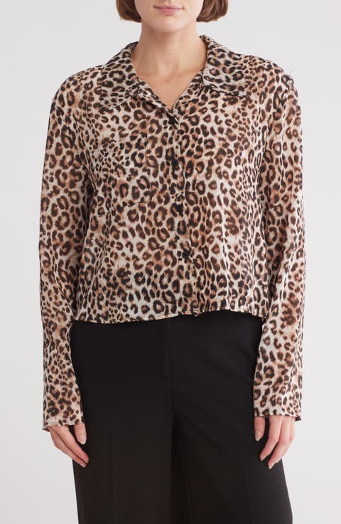 Leopard Print Button-Up Shirt