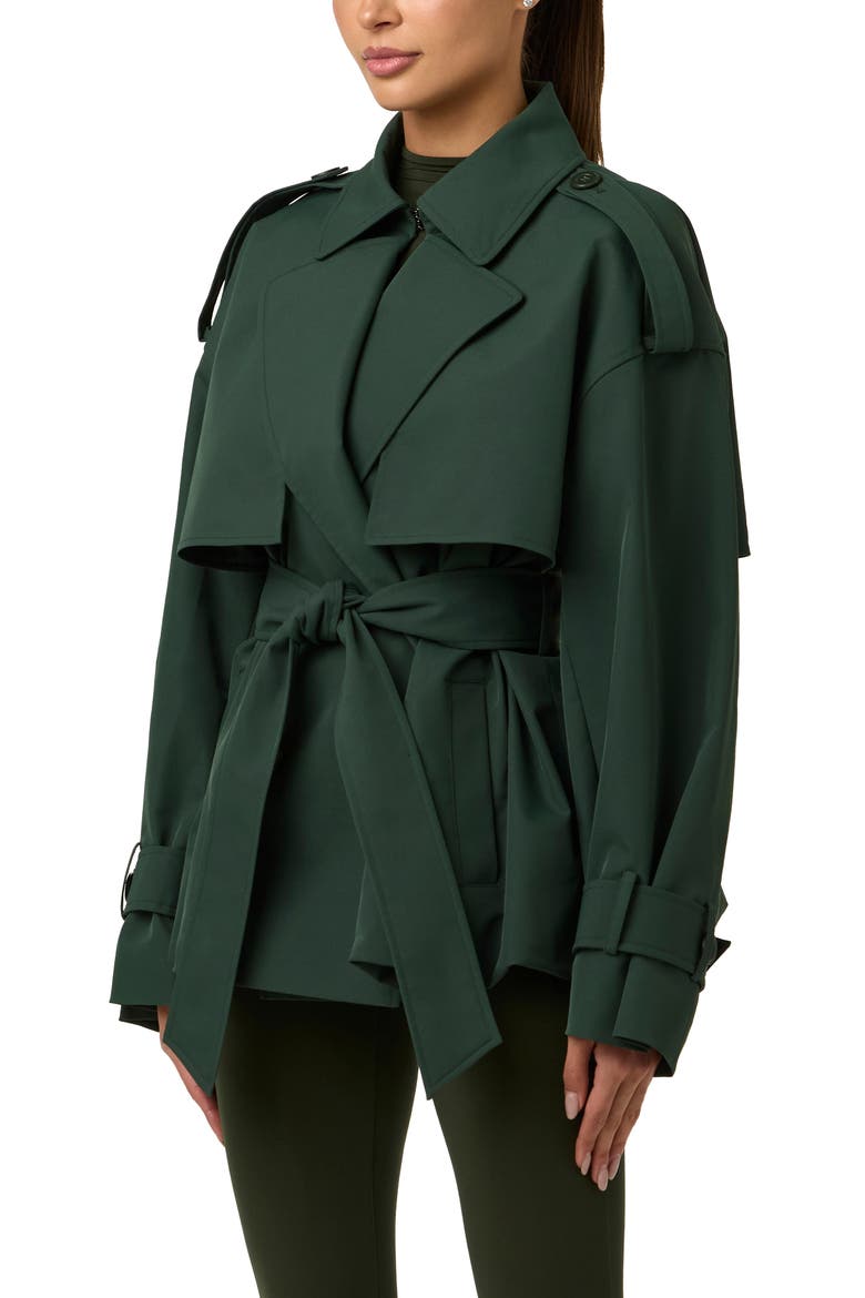 Nylon Bubble Trench Coat, Alternate, color, NOIR GREEN