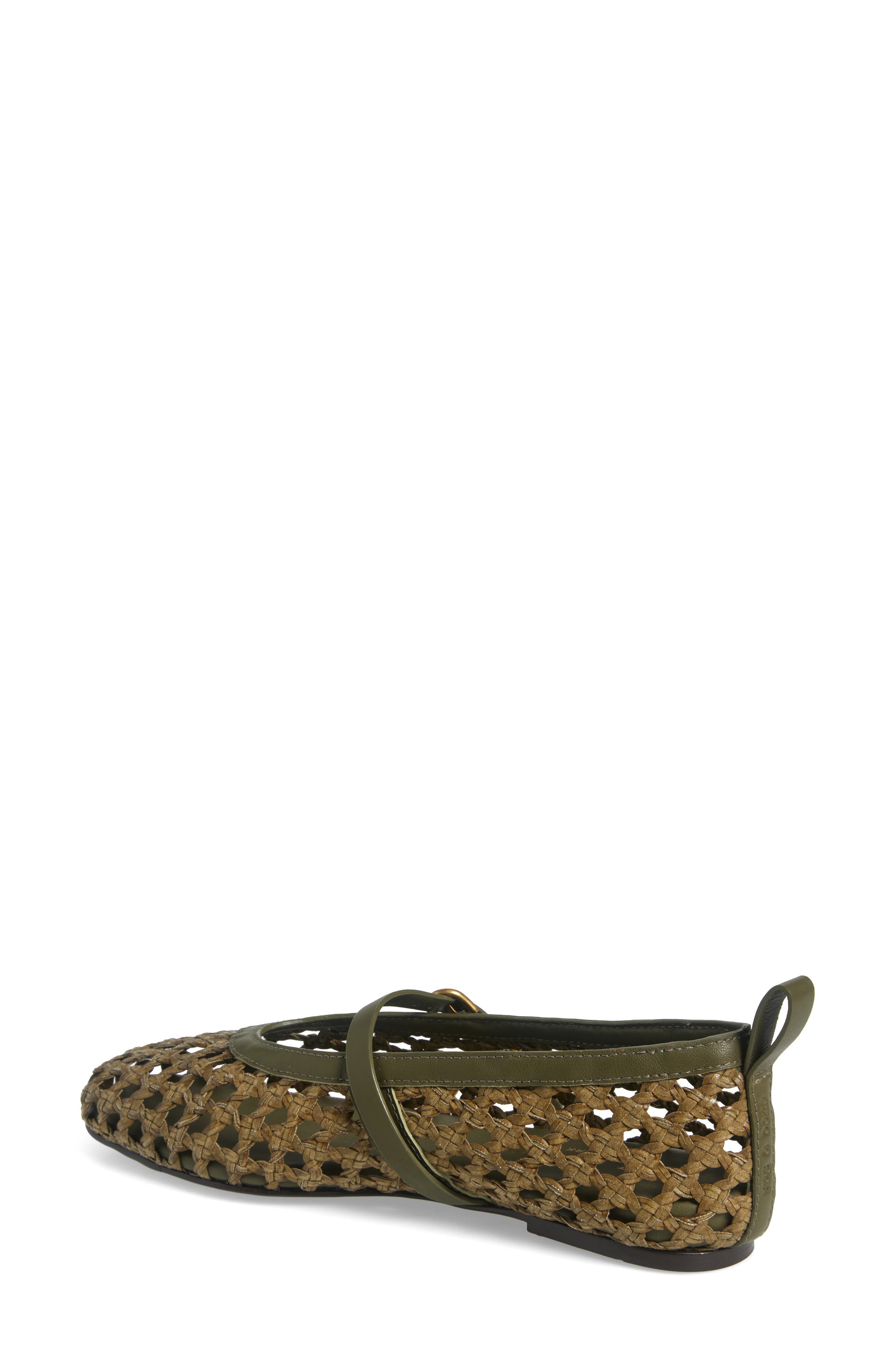 rag & bone Spire Woven Mary Jane Flat, Alternate, color, Loden Woven