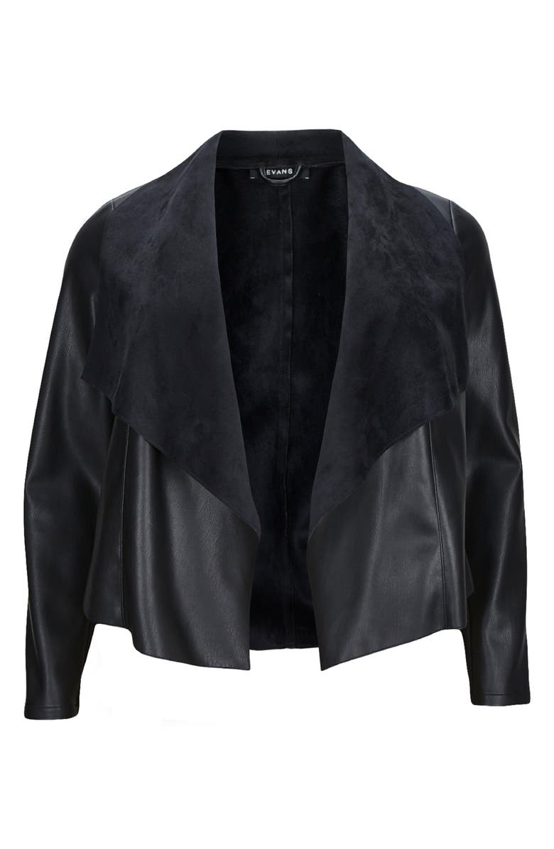 Evans Drape Lapel Faux Leather Jacket, Alternate, color,