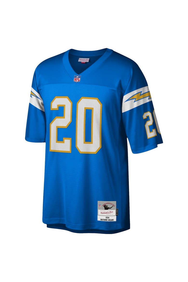 Men's Mitchell & Ness Natrone Means Powder Blue Los Angeles Chargers Legacy Replica Jersey, Alternate, color, Powder Blue
