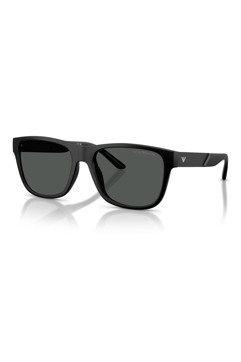 56mm Square Sunglasses, Alternate, color, MATTE BLACK / DARK GREY
