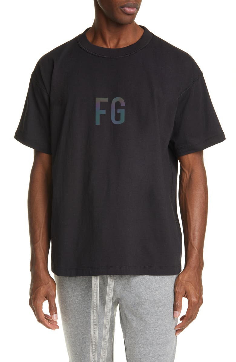 Fear of God Reflective Logo T-Shirt, Main, color,