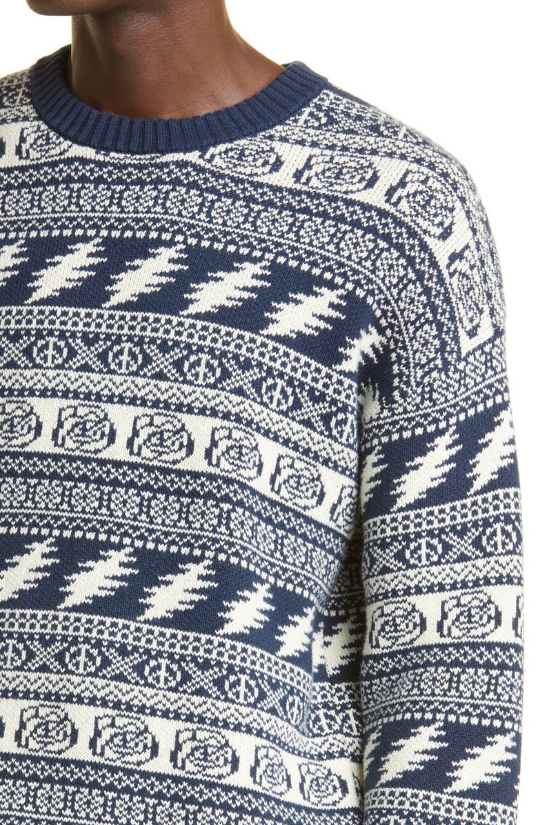 Schott NYC x Grateful Dead Aoxomoxoa Fair Isle Jacquard Cotton Sweater, Alternate, color, 