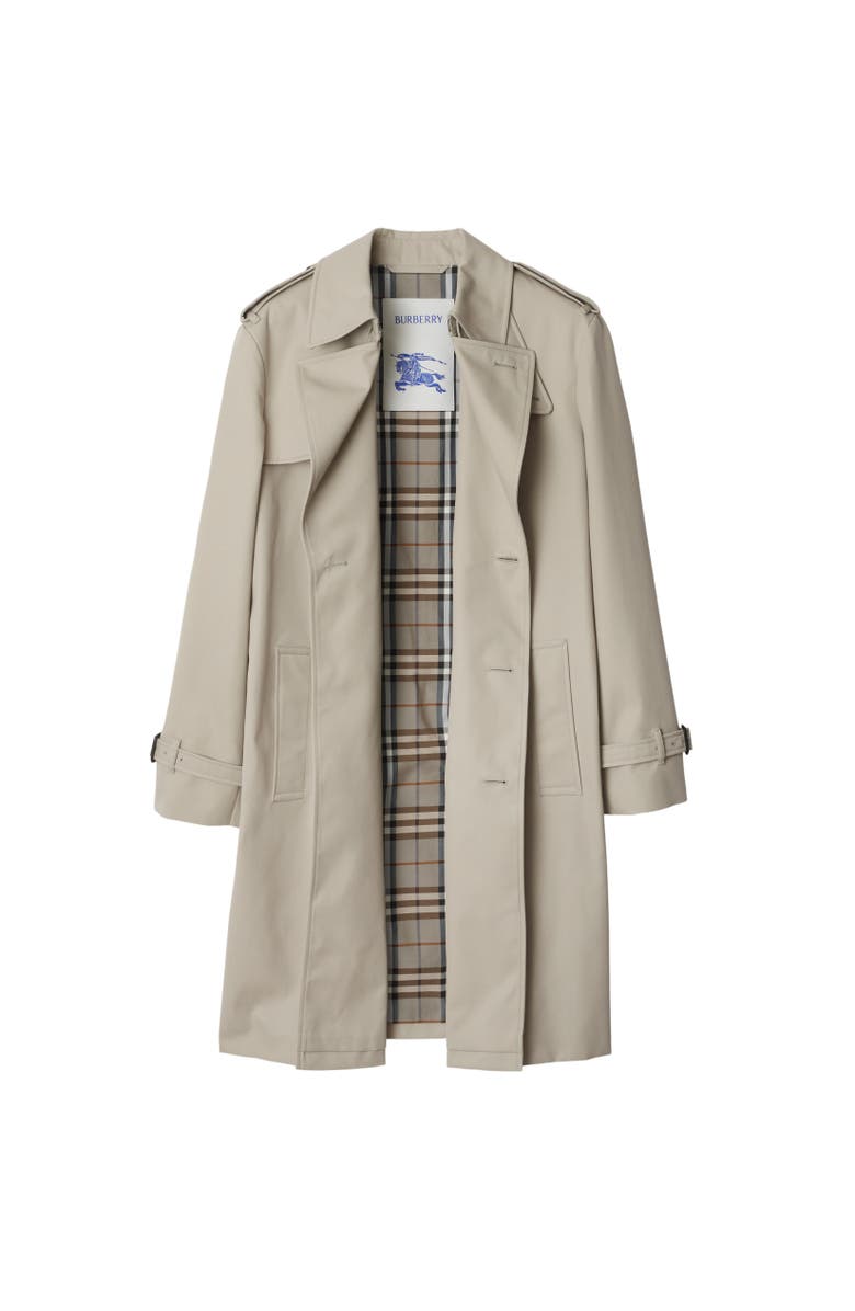 Burberry Long Cotton Blend Trench Coat, Alternate, color, 