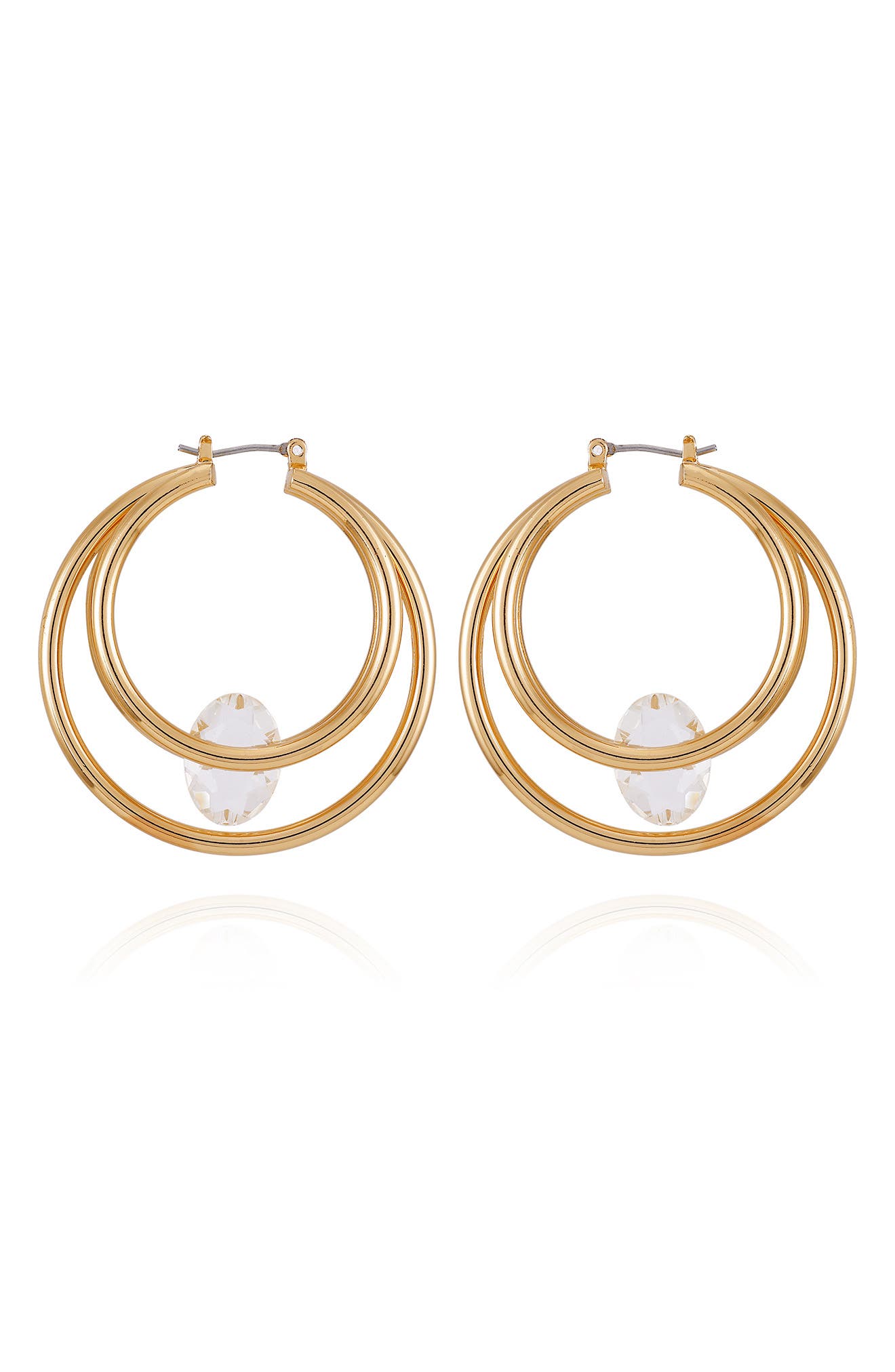 Vince Camuto Floating Crystal Double Hoop Earrings