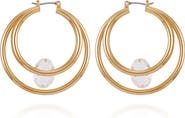 Vince Camuto Floating Crystal Double Hoop Earrings