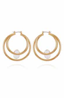 Vince Camuto Floating Crystal Double Hoop Earrings
