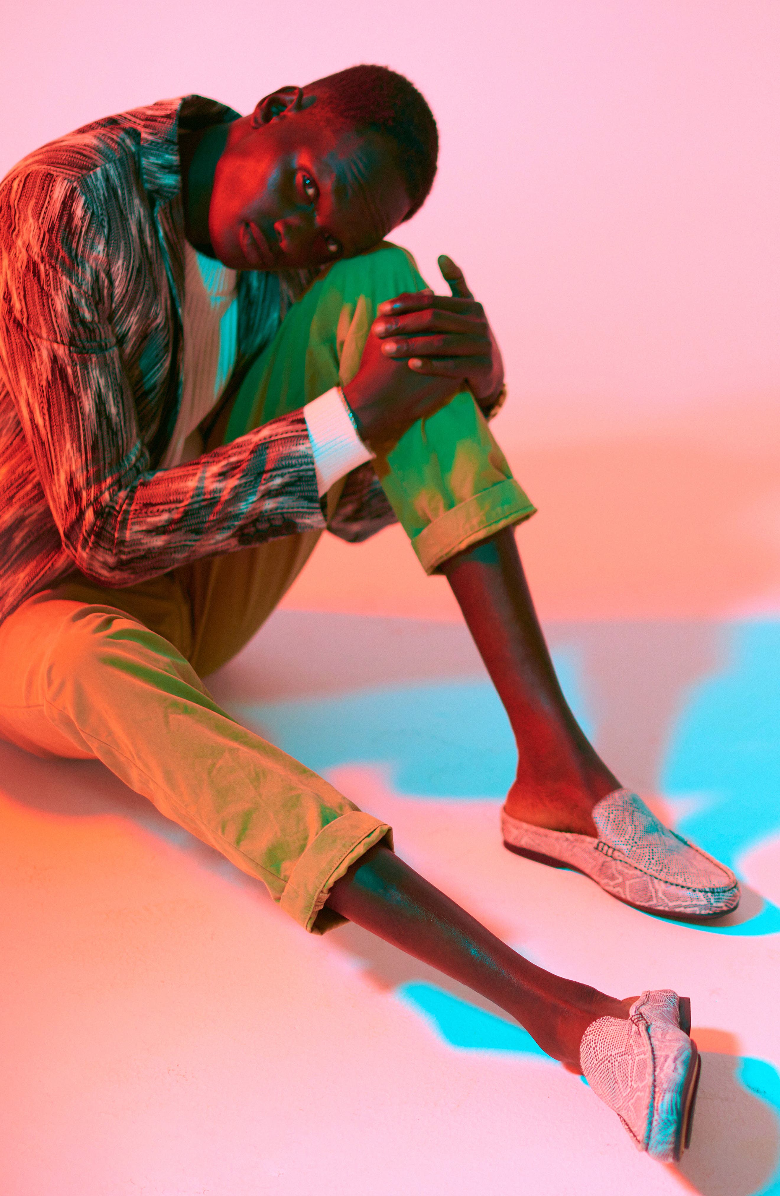 CARLOS SANTANA Hector Snake Embossed Leather Mule, Alternate, color, White/ Black