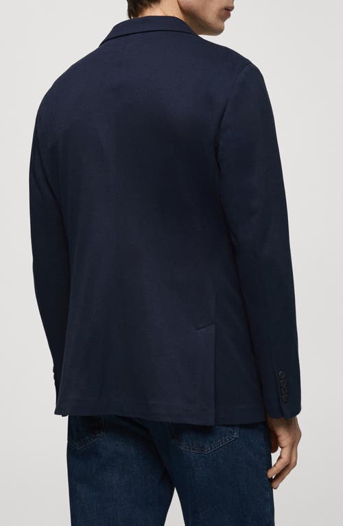 Mango Slim Fit Textured Cotton Blend Sport Coat In Blue