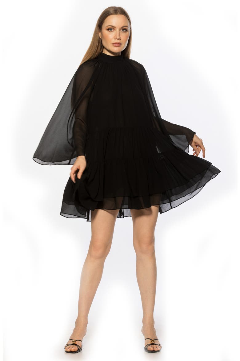 Pamela Long Sleeve Shift Dress, Alternate, color, BLACK