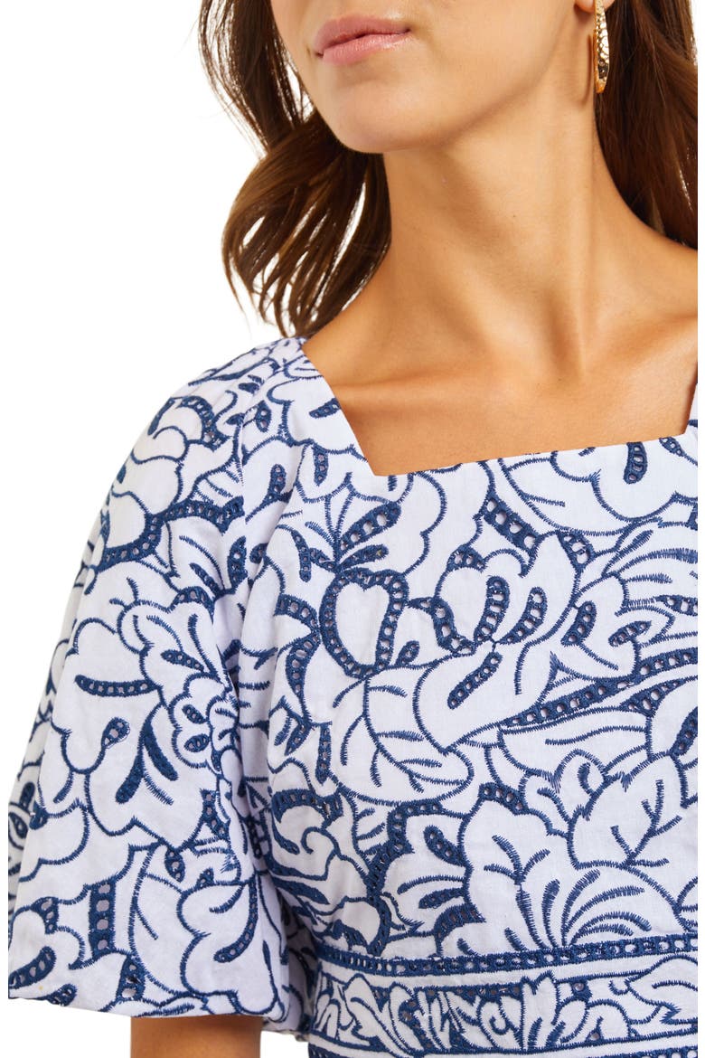 Embroidered Floral Cotton Crop Top, Alternate, color, MAZARINE/WHITE