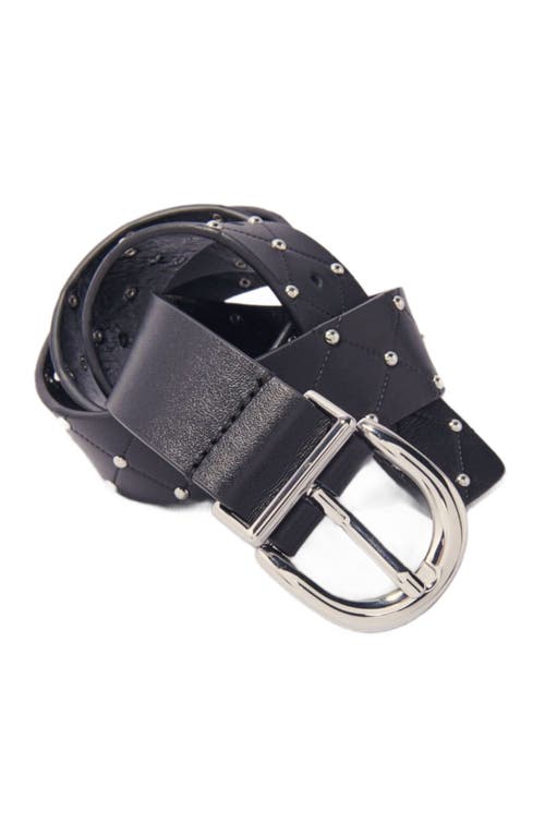 Maje Quilted Leather Belt In Black