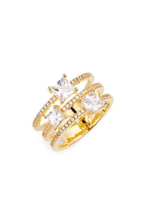 Triple Emerald Cut Cubic Zirconia Ring