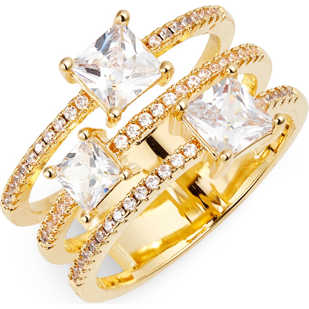 Shop Nordstrom Triple Emerald Cut Cubic Zirconia Ring In Clear- Gold